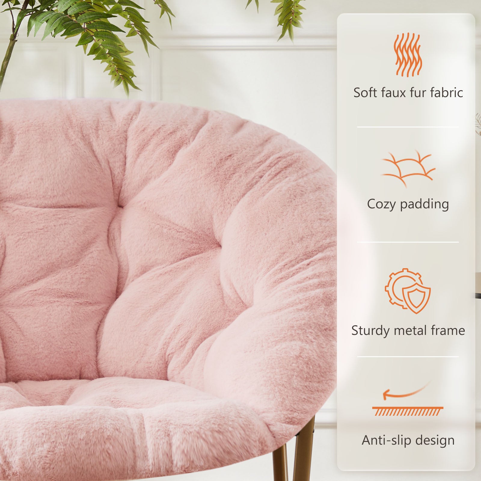 Comfortable Disc Chairs Faux Fur Furniture Bedroom Living Room Size White