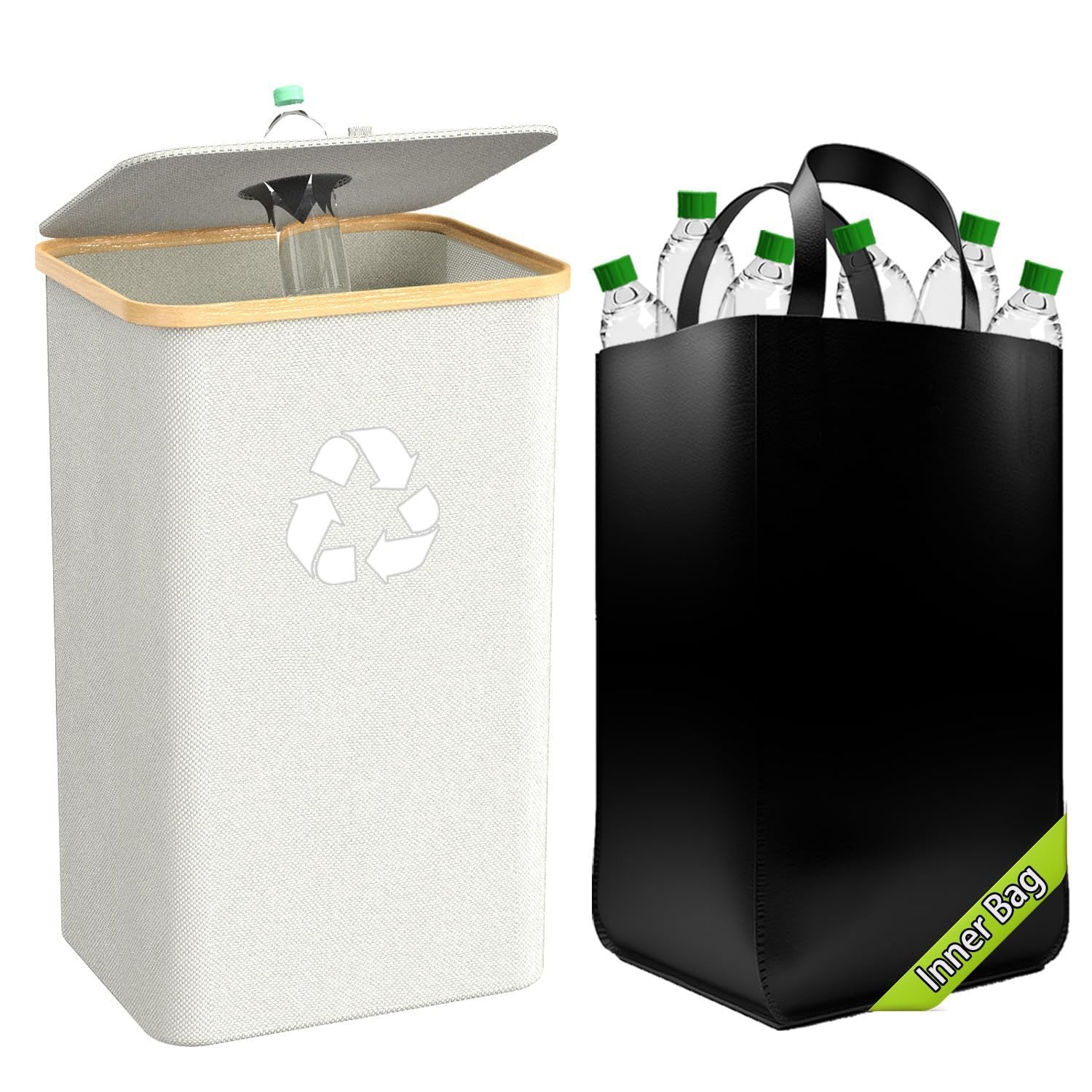 Storage Basket Removable Recycling Bottle Storage Basket Trash Can Kitchen Home Folding Recycling Bin